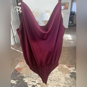 Maroon silky shirt with adjustable straps